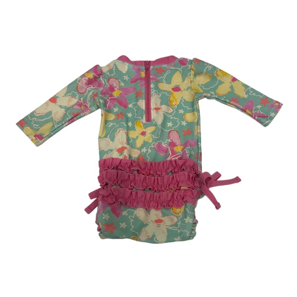 Ruffle Butts • Flowers  Long-Sleeve‎ one piece swimsuit-baby girl 0-3month